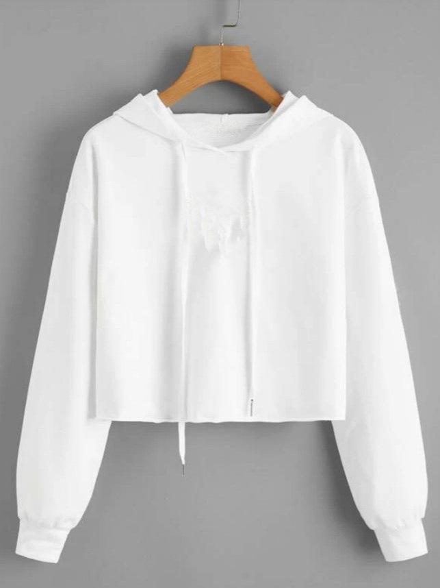 2024 Autumn Women's Loose Solid Color Short Hooded Sweatshirt