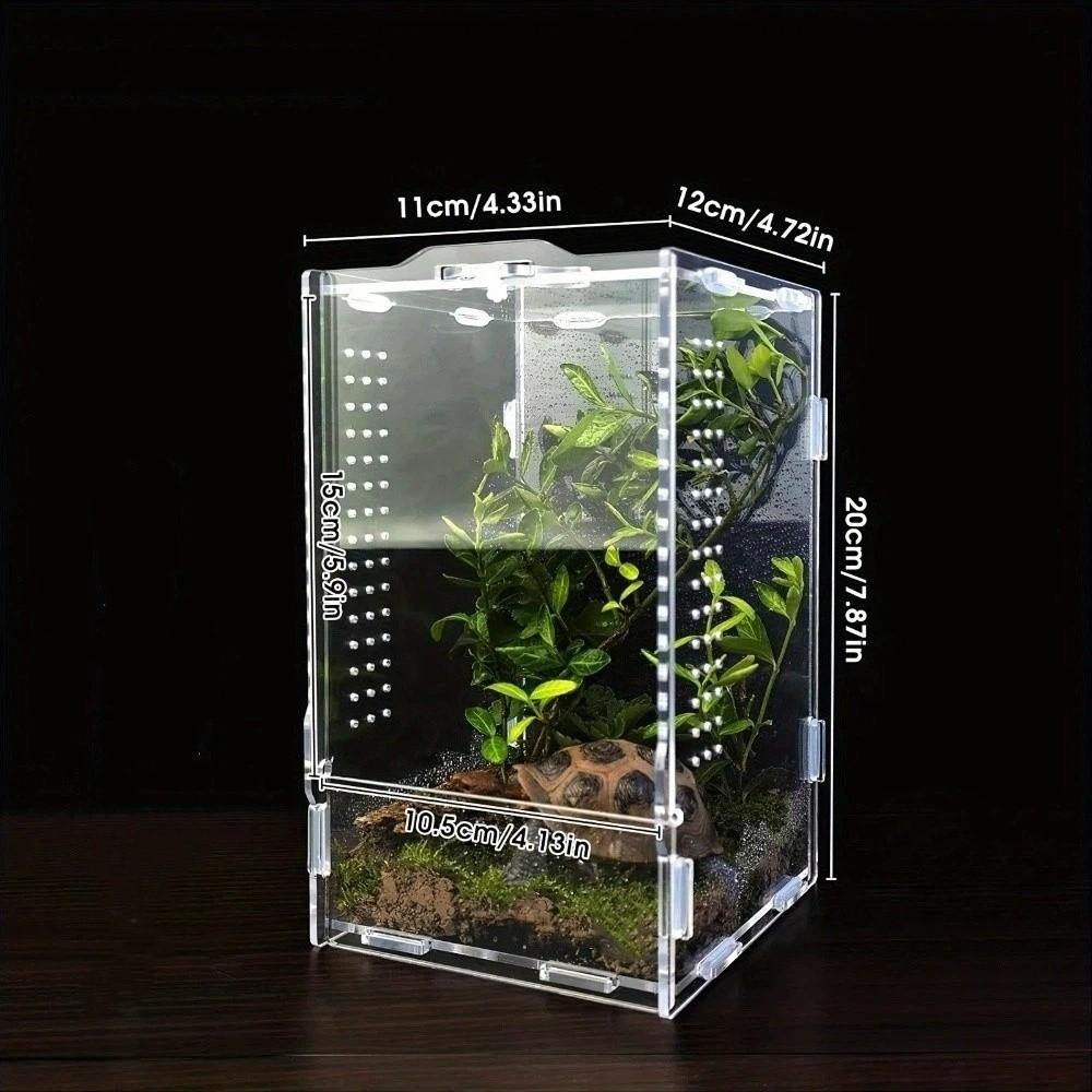 Transparent Reptile Feeding Box Ventilated Buckle Lock Acrylic Crawler Box Anti-escape Lizard Enclosure For Lizard Spider