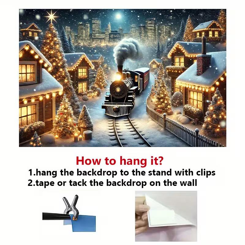 North Pole Polar Express Banner, Kids Christmas Party Photo Booth Decor