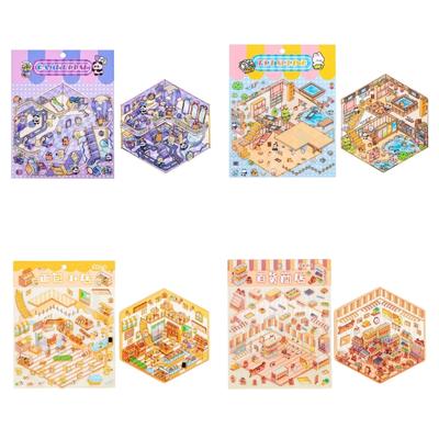 Miniaturní scéna Samolepka Miniaturní simulovaná scéna s chatkou pro Scrapbooking Deník Poznámkový blok Fotoalbum Obal na telefon