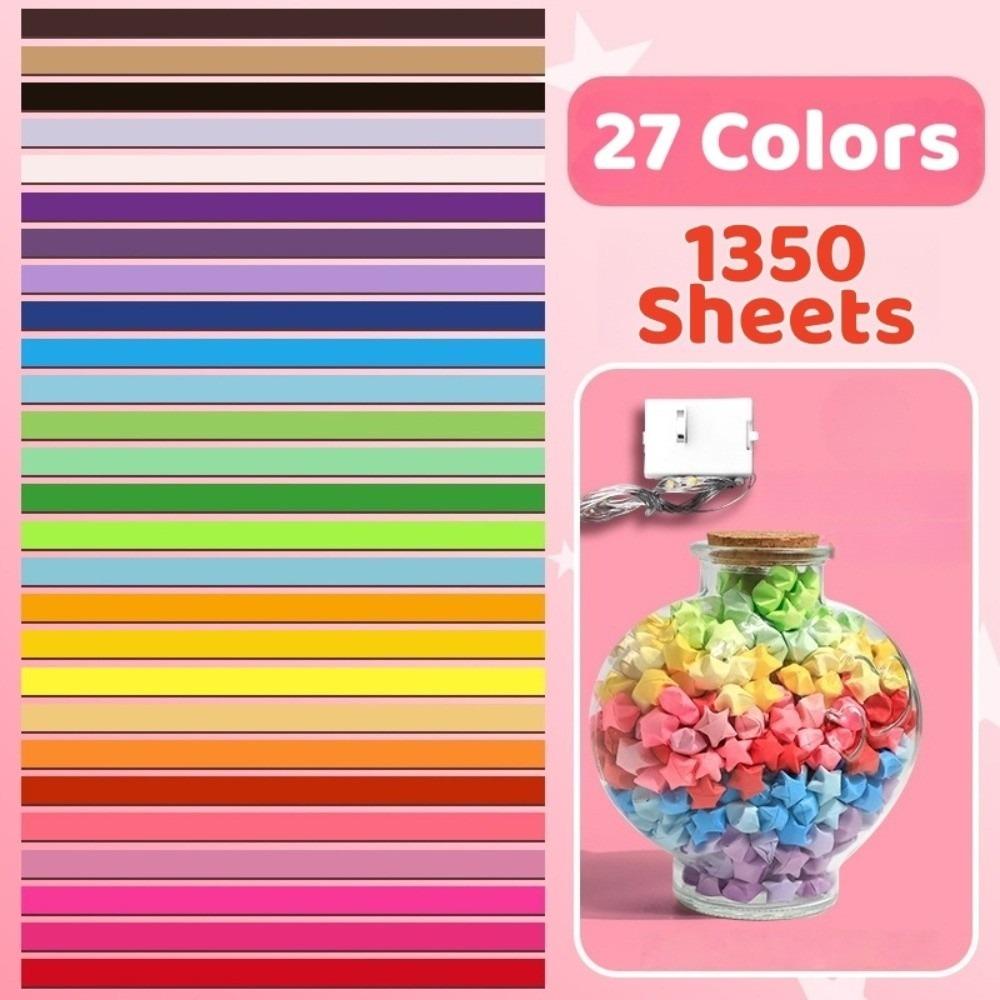 DIY Five Pointed Star Wishing Bottle Kawaii Rainbow Color Origami Stars Paper Strips Decorative House Decoracion