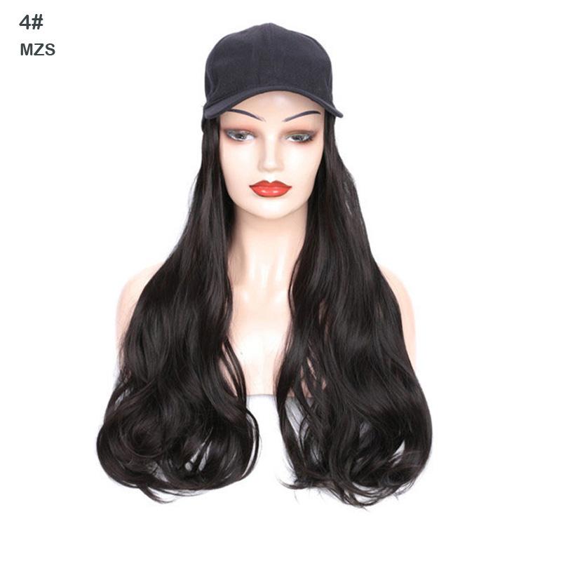 Hair Wig With Baseball Cap Straight&Wave Curly Hair Women Girl's Wigs