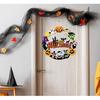 Halloween Decorations Wooden Pumpkin Ghost Door Wreath for Front Door Sign, Cute Happy Halloween Door Hanging Sign Outdoor Indoor Wall Home Decor