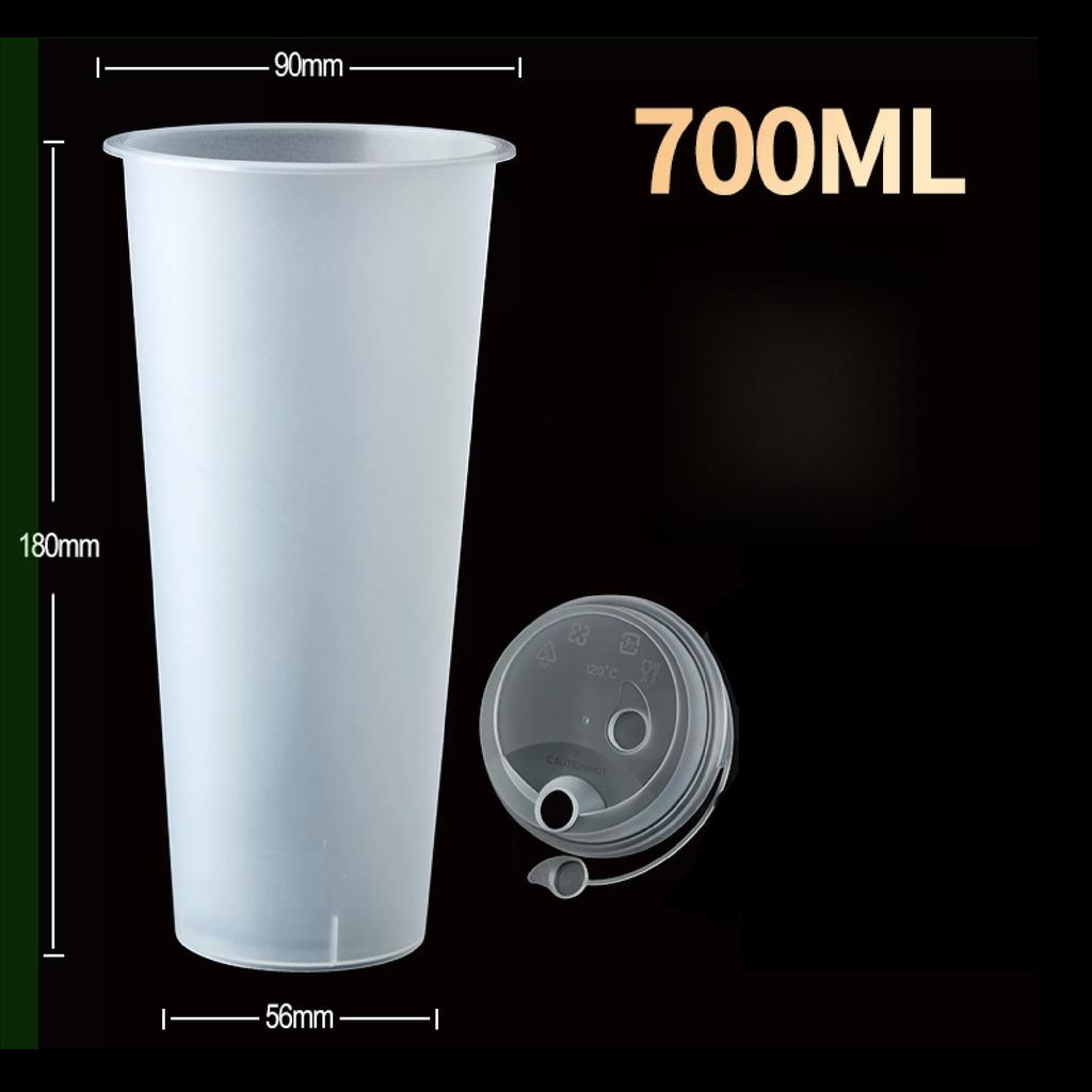 Thickened Plastic Transparent Cup Disposable Milk Tea Cupd Iced Coffee Latte Cold Drink Packaged Cup with Lid Hot and Cold Dual Use Drinking Utensils