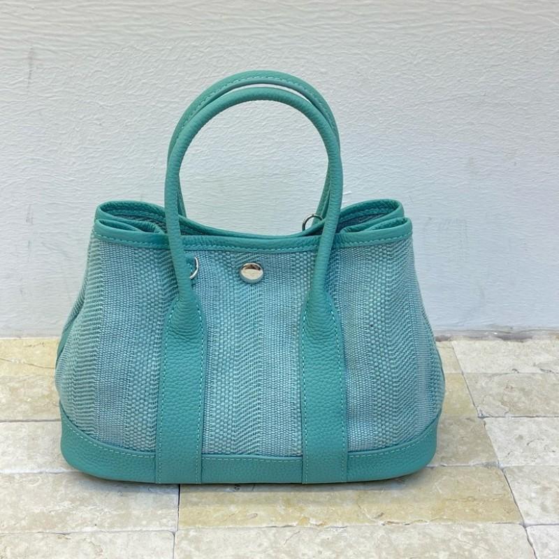 Garden Tote Bag Canvas Top Grain Leather Medium Casual Daily Commuter