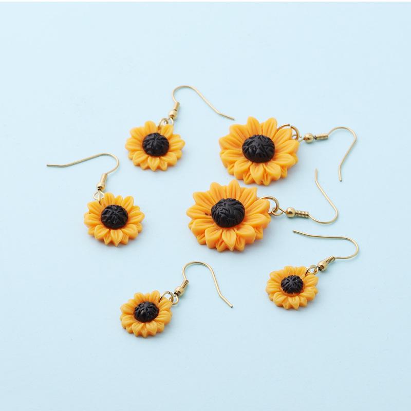 Sunflower-Inspired Stainless Steel Earrings with Inlaid Gemstones