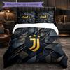 Juventus FC Pattern 3 Pieces Bedding Set Soft Microfiber Duvet Cover with Pillow Cases for Bedroom
