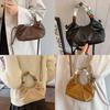 Stylish Soft Texture Handheld Pleated Bag For Women In Black Beige Brown And More