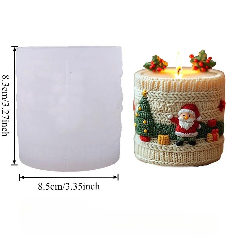 Santa Claus Aromatherapy Candle Silicone Mold DIY Knitted Cylindrical Candle Mold Christmas Decorations Ornaments