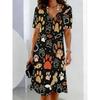 Ladies Summer V-Neck Short Sleeve 3D Butterfly Floral Print Casual Mini Dress Vacation Style Women's Clothing