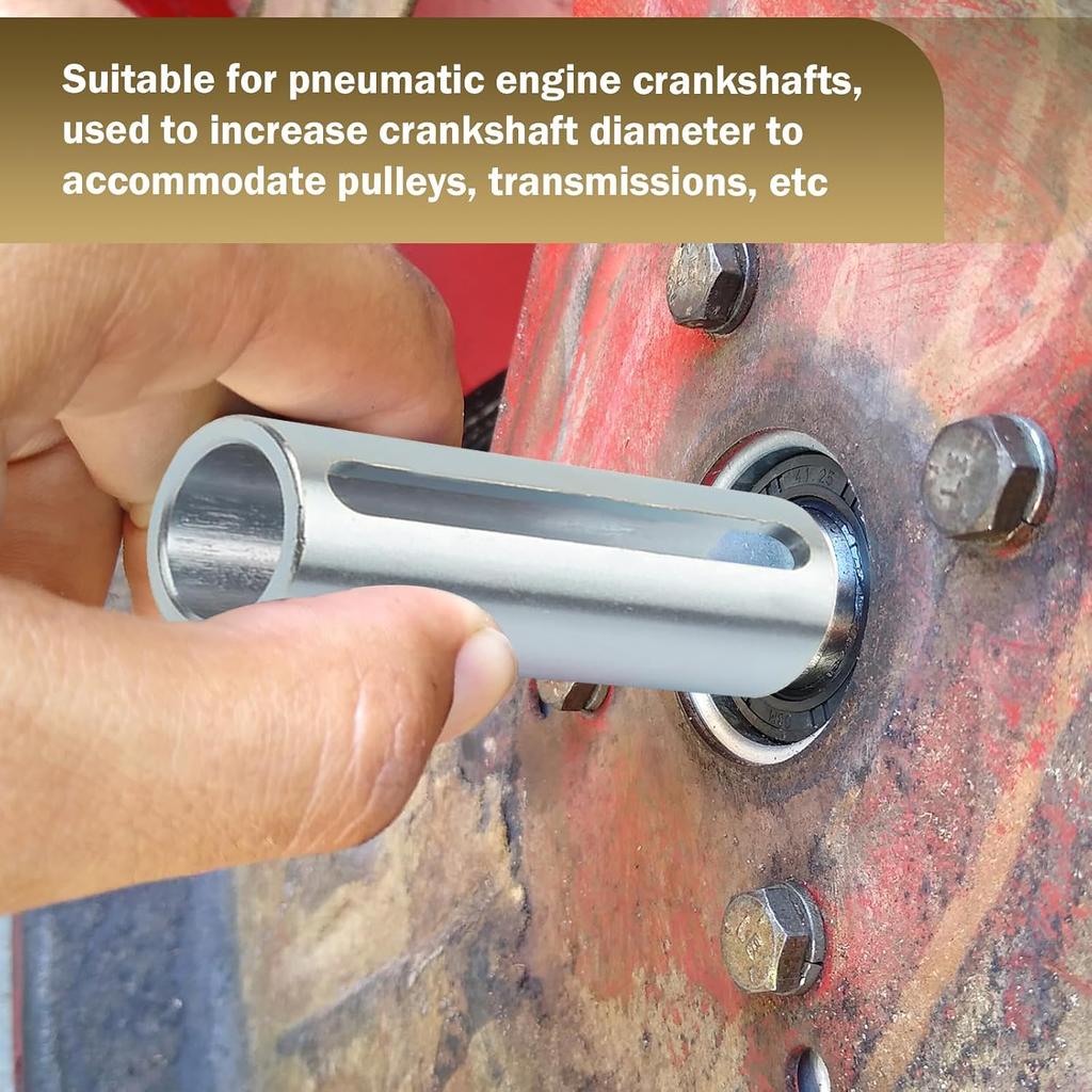 3/4" to 1" Shaft Adapter Pulley, Stainless Steel Crank Shaft Sleeve Adapter, W/Step Key Gas Engine Pulley Crank Shaft Sleeve Adapter Pulley Bore