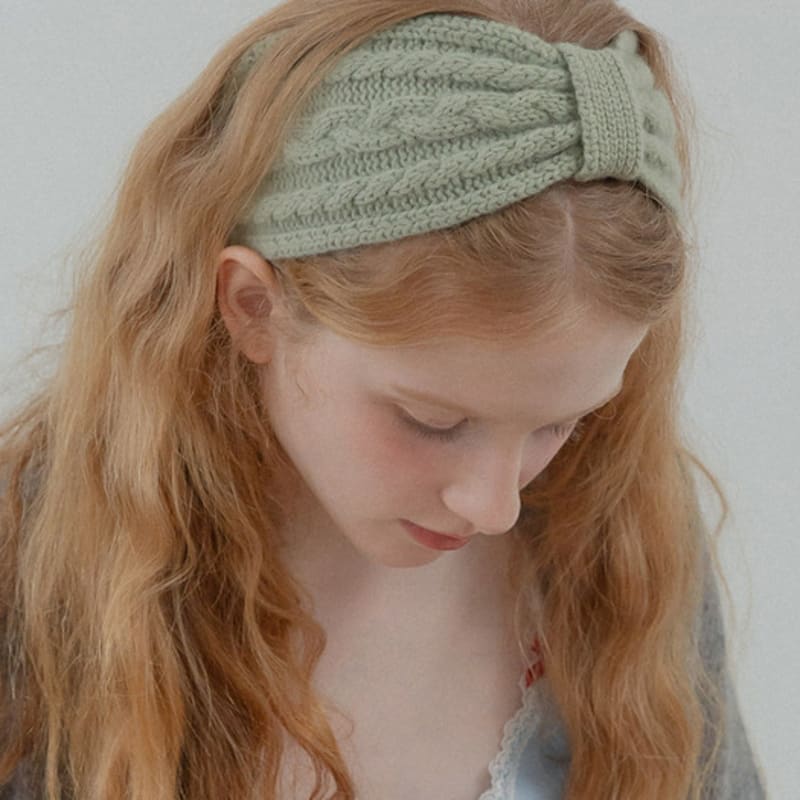 Mellotory 100% Cashmere Cable Hairband (khaki)