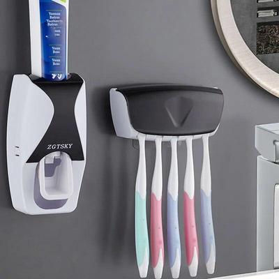 2 Adet Otomatik Diş Macunu Dispenseri Duvara Monte Toz Geçirmez Diş Fırçası Tutucu Duvara Monte Banyo Aksesuarları Seti Sıkıcı