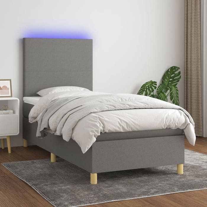 VidaXL Slat Bed Base with Mattress and LED, Upholstered Bed, Single Bed, Adult Bed for Interior Bedroom, 3135230