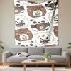 Cute Kawaii Bears Panda Repeating Pattern Cartoon Wall Tapestry Adorable Decor for Girls Bedroom Nursery Dorm Gift
