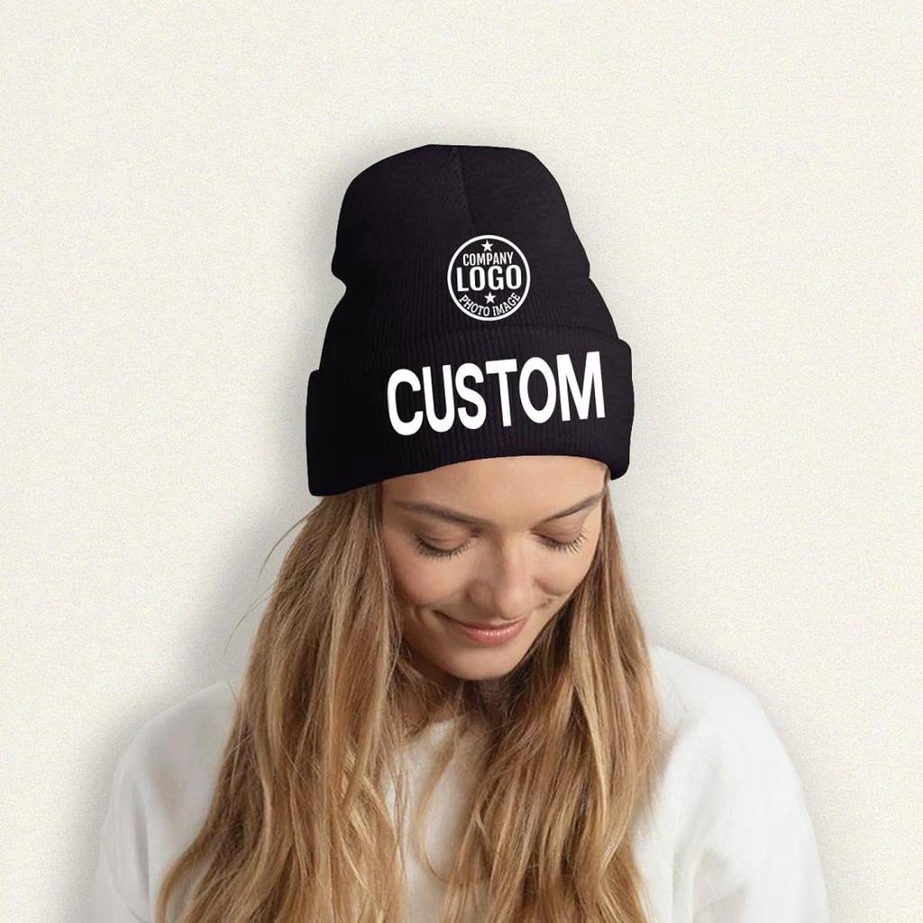 Custom Unisex Beanies with 3D Embroidery Personalized Logo Winter Hats-100% Acrylic Common Fabric