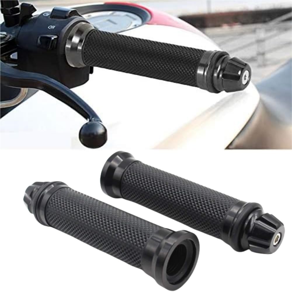 Motorcycle Grip Left and Right Set Aluminum Bar End 0.9 Inch (22.2 Mm) Custom Bike Clip Universal (Black Color)