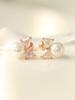Minimalpiercing 14K Cubic Ribbon Pearl Piercing Earrings