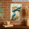 2D Flat - 1pc Vintage Blue Bird with Floral Hat Aluminum Sign - Shabby Chic Wall Decor, Farmhouse Kitchen & Dining Room Wall, Shabby Chic Living Room