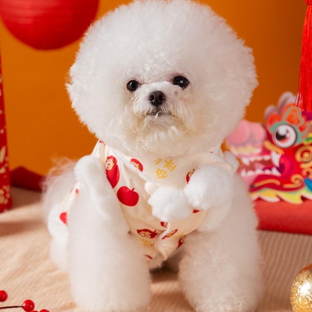 Scarf Pet Tang Suit Knot Button Cat Coat Puppy Costume Dog Vest  Lunar New Year