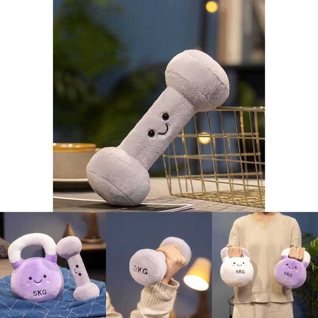 Niedliche Plüsch-Hantel- und Kettlebell-Charaktere, perfekt für Fitnessstudio-Liebhaber und Sammler