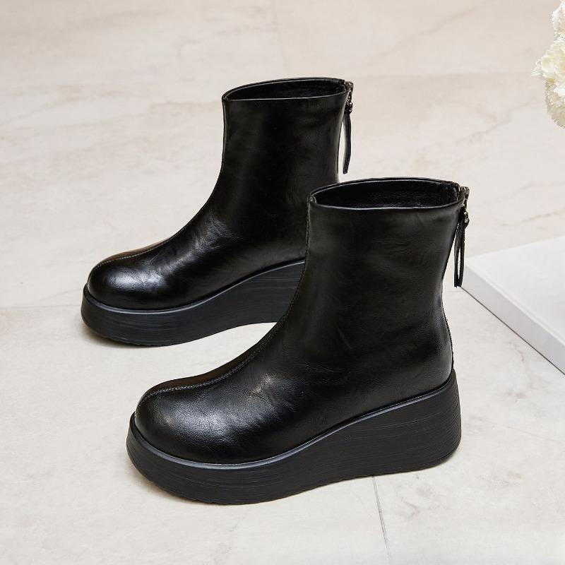 

Нескользящая обувь, Универсальные и модные ботинки, Ботильоны на толстой подошве, увеличивающие рост, с круглым носком 40