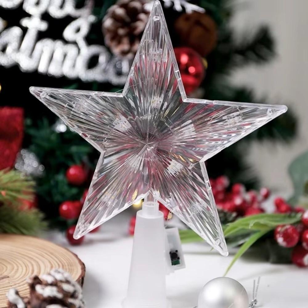 Lighted Star Christmas Tree Ornament Plastic Light Up Props New Christmas Tree Topper