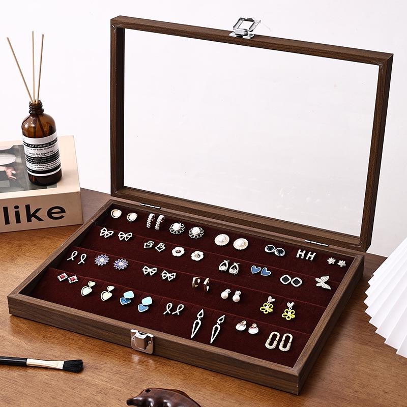 Walnut Wood Large Jewelry Box - Anti-Oxidation Storage for Rings, Earrings, Necklaces, and Bracelets