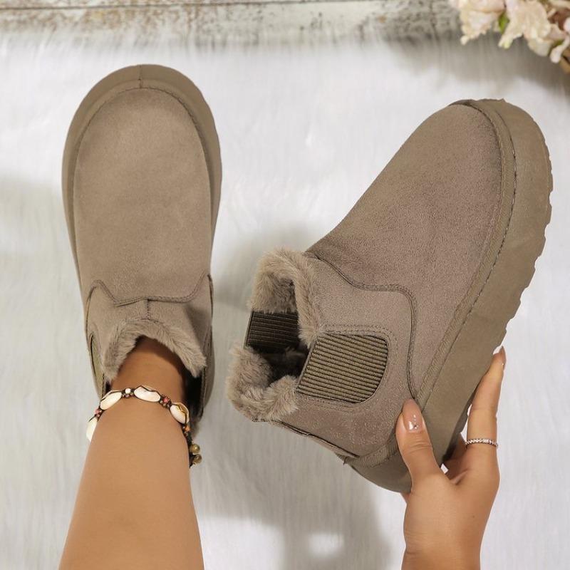Women's Wide Width Platform Snow Boots, Retro Plush Lined Ankle Boots, Winter Warm Booties Wholesale