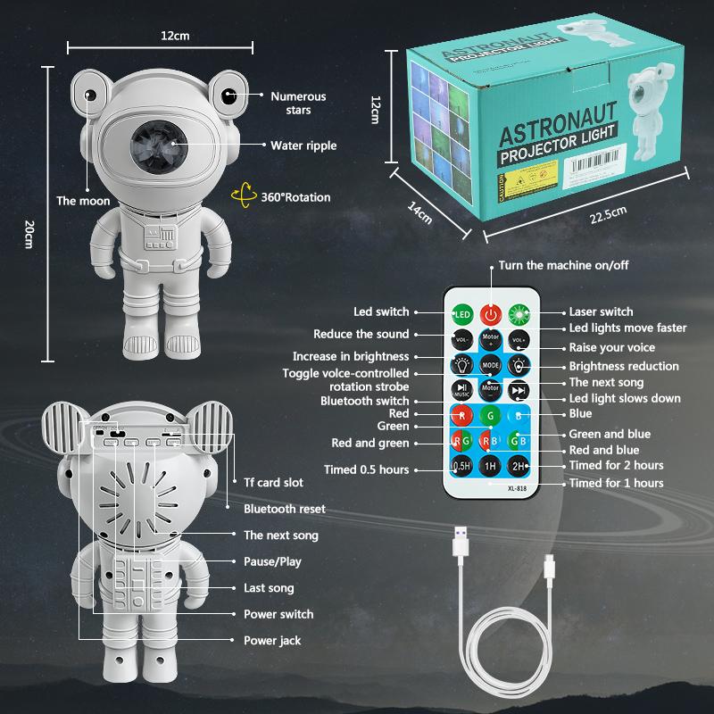 Astronaut Galaxy Star 360 Remote Control Projector Lamp Starry Sky Night Light For Decoration Bedroom Home Decorative Luminaire