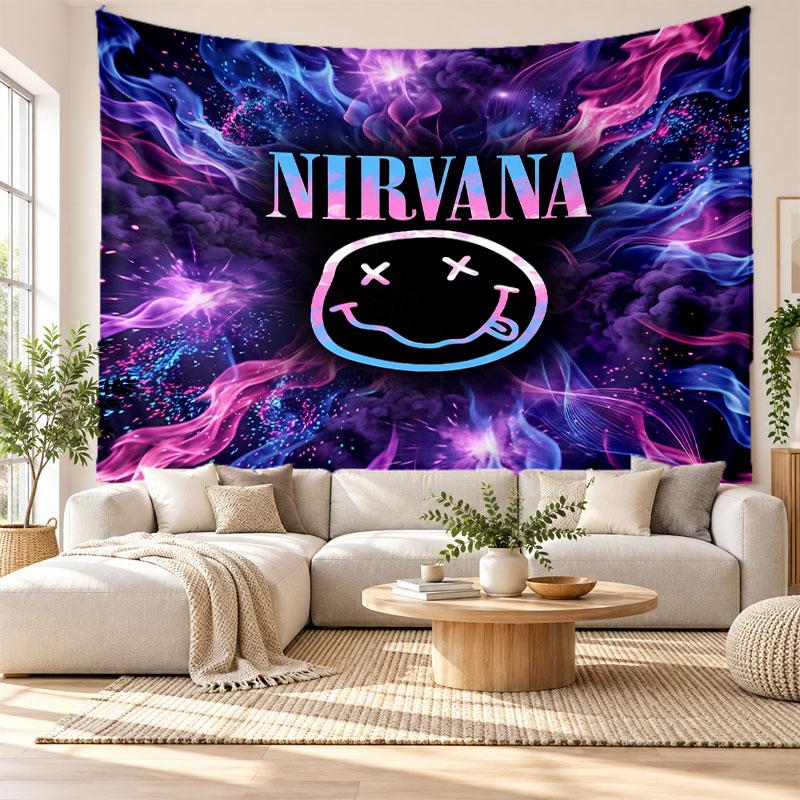 Nirvana Wall Tapestry, Soft Fabric Wall Hanging, Decorative Backdrop For Bedroom Home Wall Art