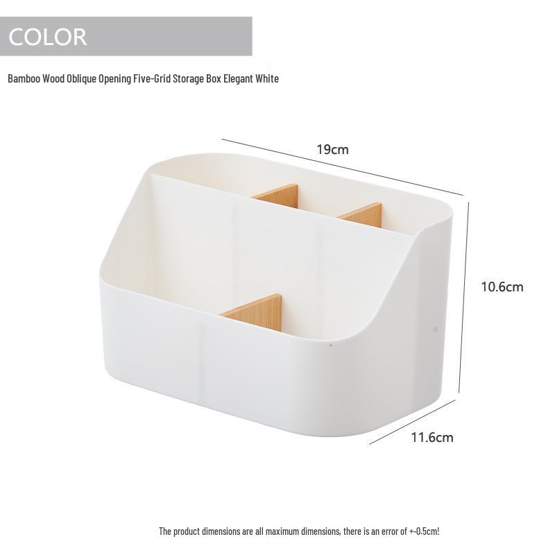 

Creative Bamboo & Wood Multifunctional Organizer: Detachable Storage Box for Stationery, Remote, Makeup Brushes, and Pen Holder.