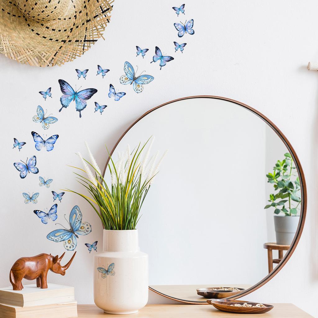 Ycl4010 Blue Butterfly Luminous Wall Sticker Living Room Bedroom Children'S Room Background Decorative Wall Sticker Self-Adhesive