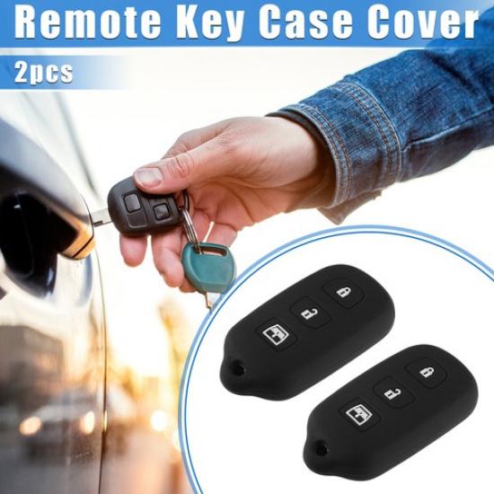 2Pcs Remote Key Fob Case for Toyota 4Runner Sequoia 4 Button Silicone Black