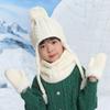 3 Pcs/Set Children Hat Scarf Glove Set Thickened Plush Ball Decor Twisted Texture Knitted Heat Retention Windproof Warm Girls Bo