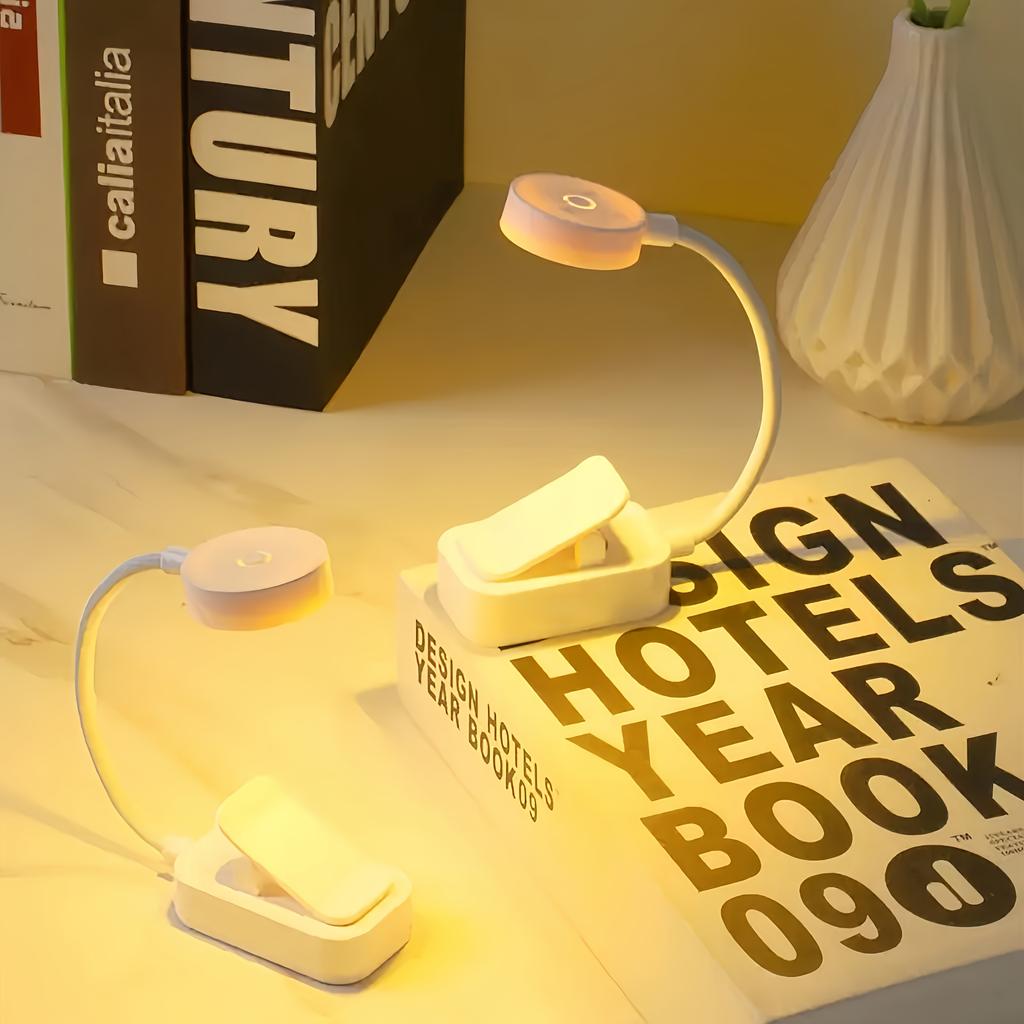 USB Rechargeable LED Desk Lamp,3 Modes Touch Dimming Eye-Caring Table Lamp w/Folding Clamp,Portable Night Light for Study Read