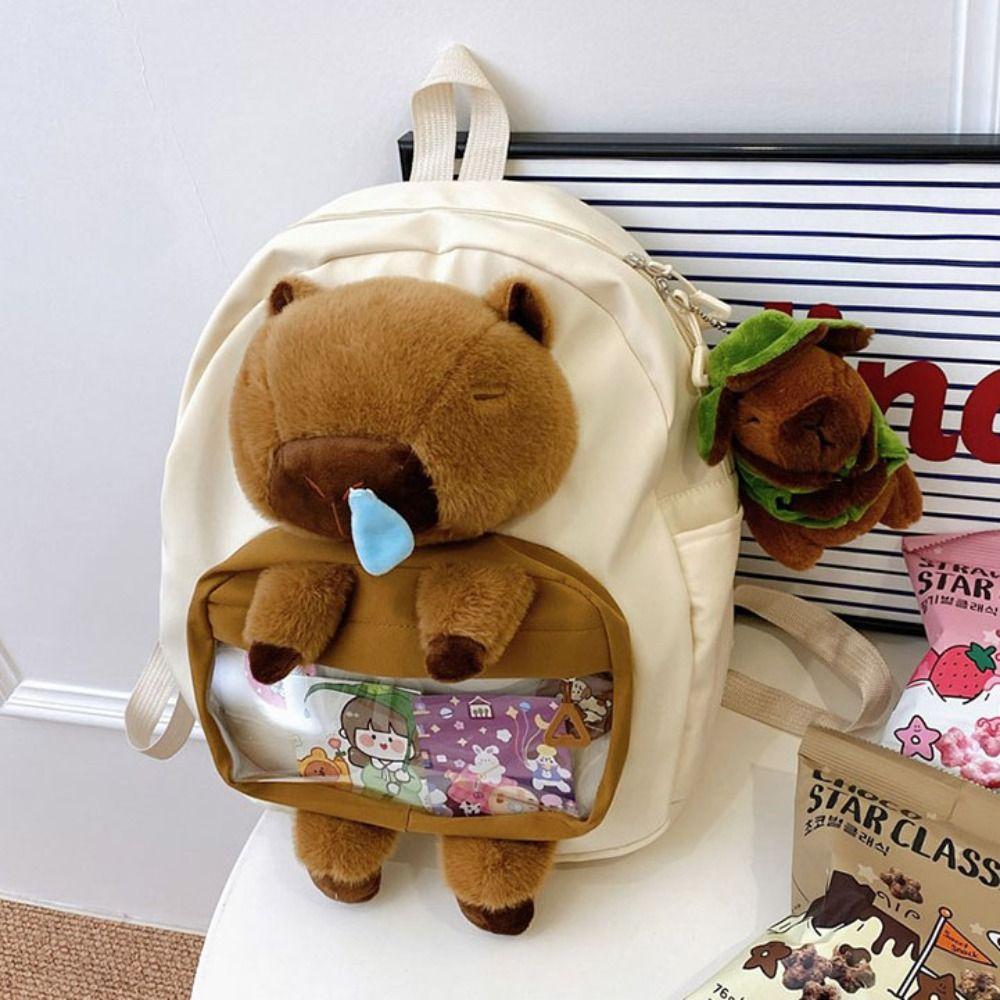Large Capacity Capybara Plush Backpack Animal Cartoon Backpack  Kids Birthday Gift