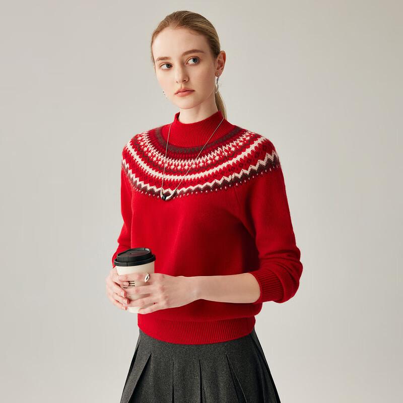Zhaojun Women's Fair Isle Jacquard Cashmere Sweater