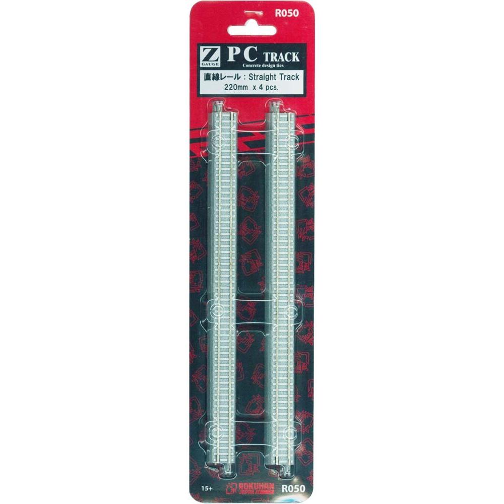 Rokuhan Z Gauge R050 PC Straight Track 220mm 4-Pack Model Train Railroad Rails
