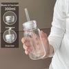 High-Temperature Resistant Glass Cup with Double Lid & Straw - Portable Large Capacity for Cold Brew, Coffee, Milk, or Water