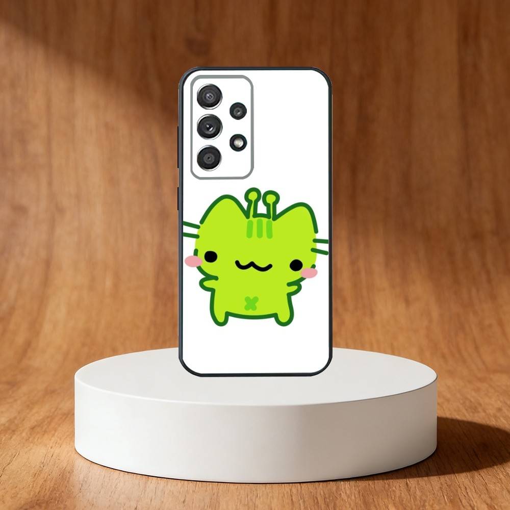 

Green alien cat cute Phone Case For Samsung S25,S24,S21,S22,S23,S30,Ultra,S20,Plus,Fe,Note,10,9,5G Black Cover Samsung S25Plus