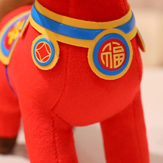 2026 Year of The Horse Plush Doll National Style Embroidery Fabric Desktop Ornament Auspicious Blessings Zodiac Horse Theme Festival Gift