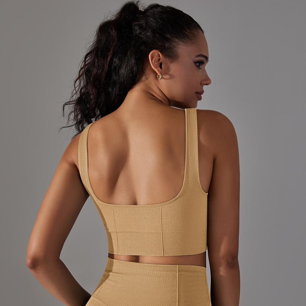 New Seamless Knitted Solid Color Dot Suspender, Beautiful Back Bra, Sports Running Fitness Suit, Vest For Women