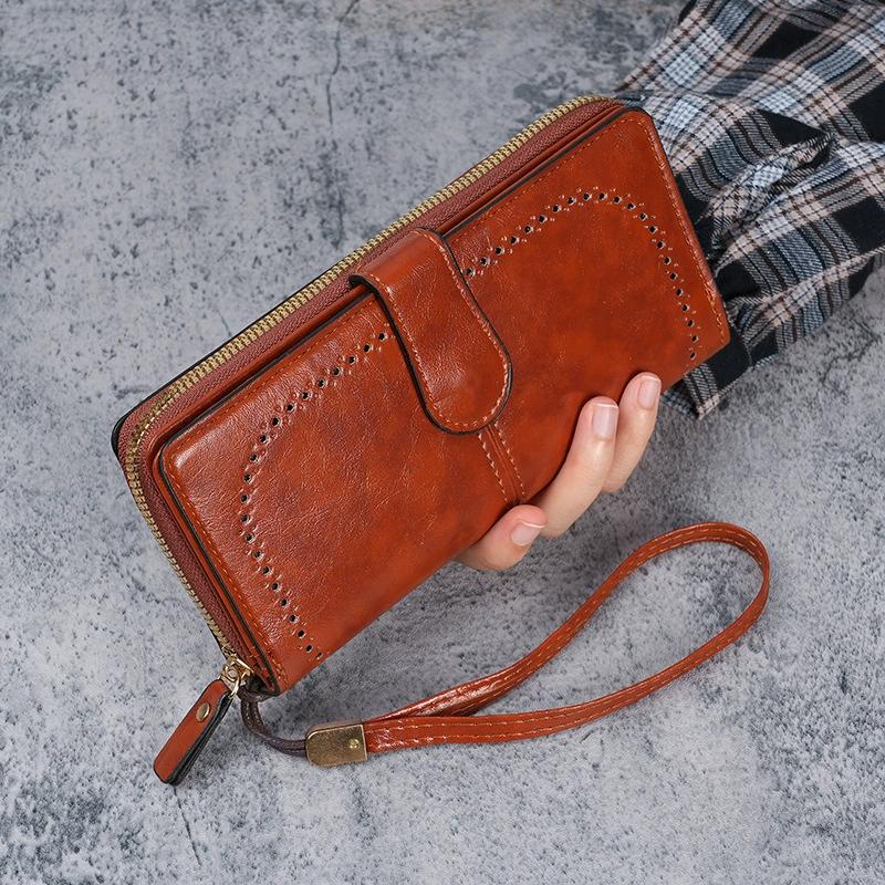 Women Wallets Large Hollow Out Long Wallet Retro Top Quality PU Leather Card Holder Wallet For Women
