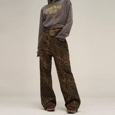 Damen Frühling und Herbst Retro Design Jeans Personalisierte Lose Hip-Hop Hose