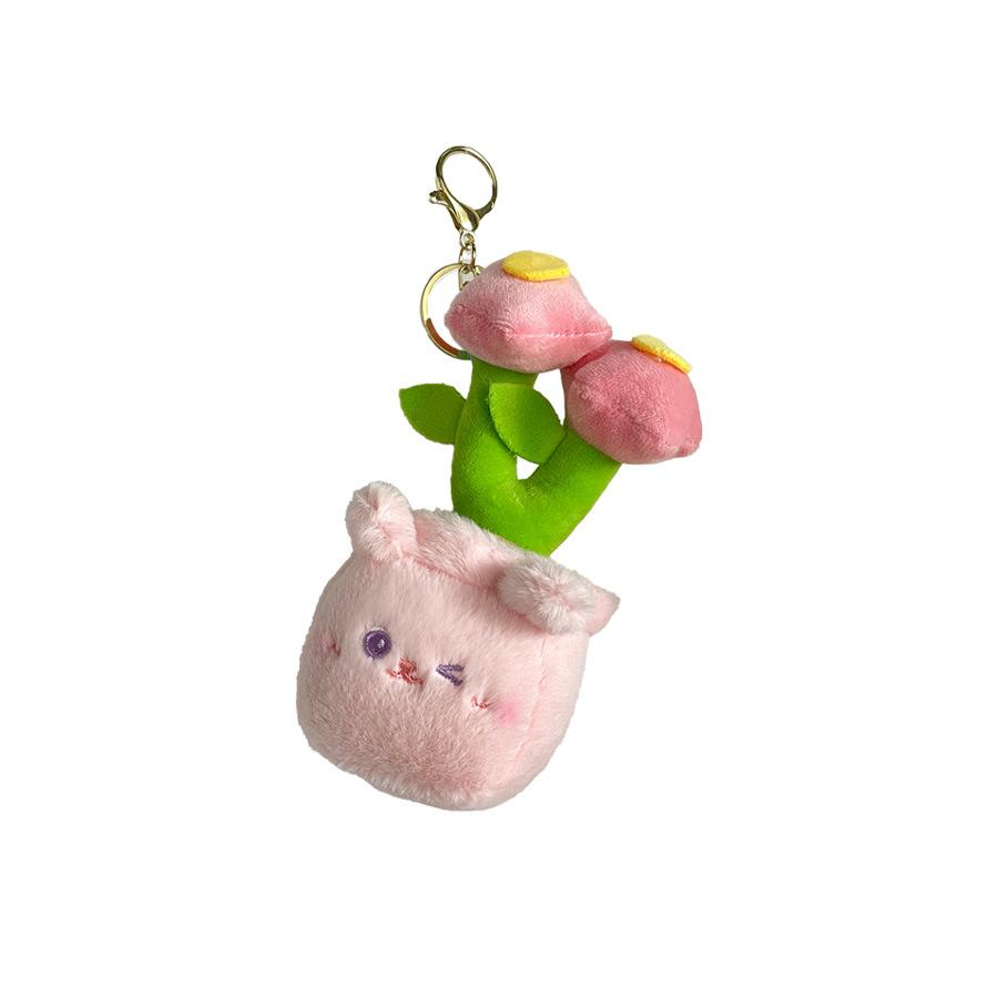 Cute Panda Flowers Potted Plants Rabbit Kitten Plush Doll Sun Flower Rose Doll Pendant Doll