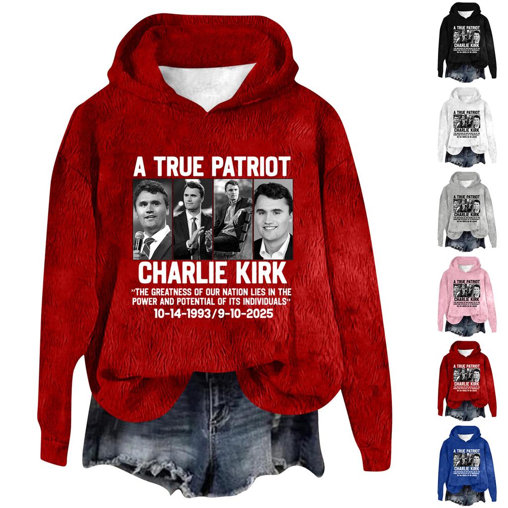 Women's Hooded Long Sleeve Printed Flannel Top Hooded Sweatshirt