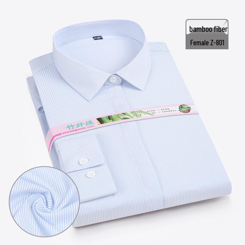 

2026 Spring Women s Bamboo Long Sleeve Non-Iron White Shirt with Embroidered Logo for Professional Wear Size 35
