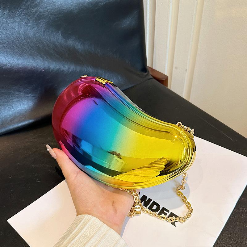 

2025 new summer small bag, European and American fashion acrylic personalized shoulder bag ins women s versatile dinner bag срібний