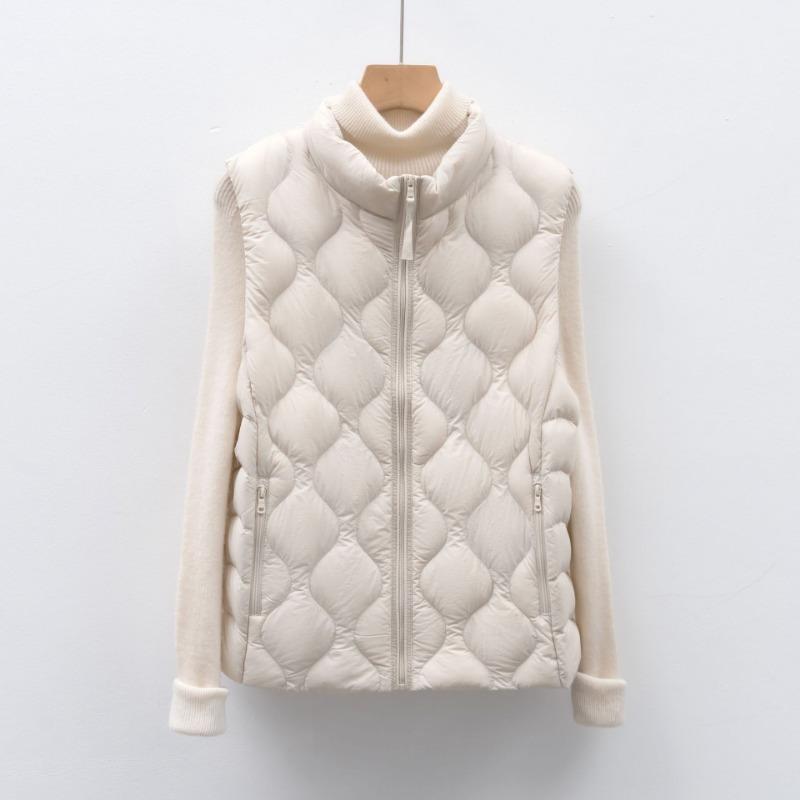 

90 fleece new national standard women s clothing autumn and winter light down jacket wavy vest stand-up collar vest jacket S